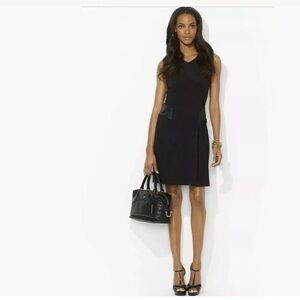 Ralph Lauren Sleeveless V-Neck Dress Faux Leather